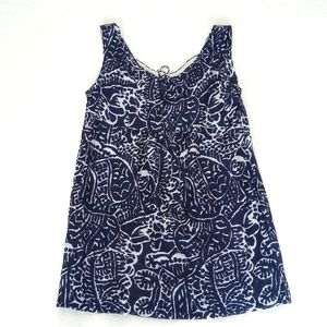INC International Concepts Silk Blend Indigo White Paisley Sleeveless Blouse 2
